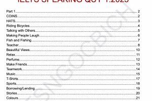 TẢI VỀ PDF ĐÁP ÁN MẪU BAND 7+ BỘ ĐỀ DỰ ĐOÁN IELTS SPEAKING QUÝ 1.2025 (T1 – 04/2025)